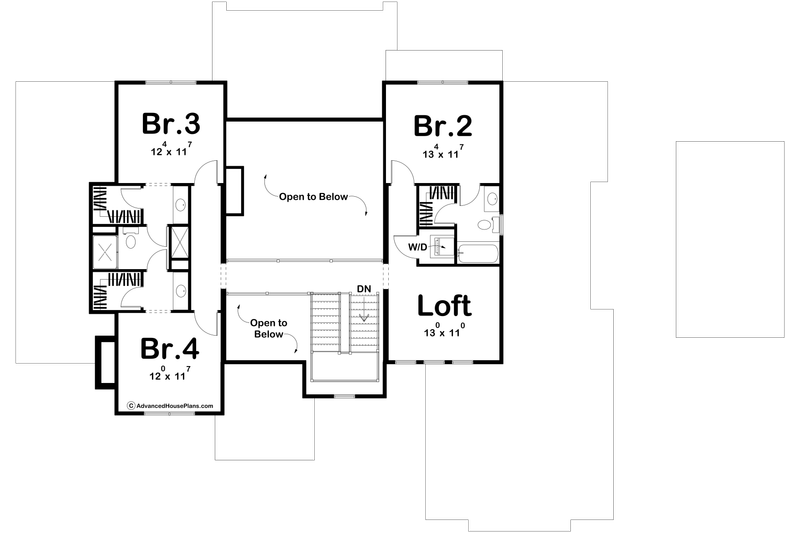 House Design - Floor Plan - Upper Floor for Farmhouse House Plan #455-234 - 4 bed, 3.5 bath