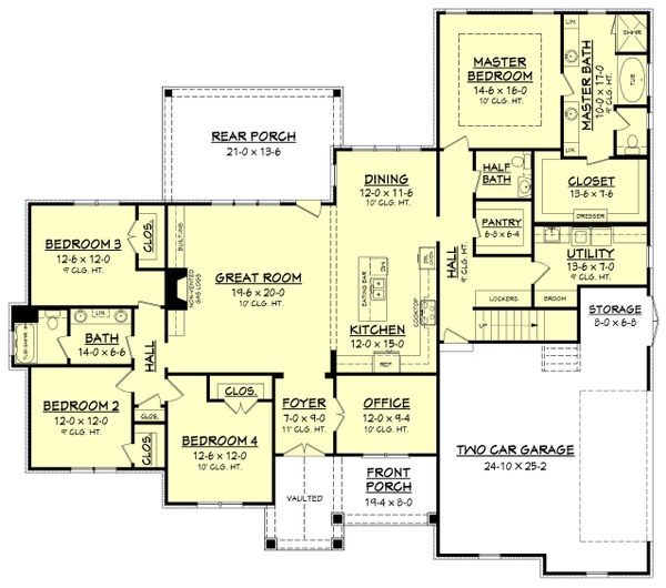 Home Plan - Craftsman Floor Plan - Main Floor Plan #430-155
