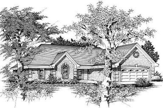 Exterior - Front Elevation for European House Plan #329-206 - 3 bed, 2 bath