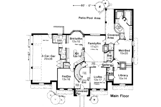Floor Plan - Main Floor for European House Plan #310-172 - 4 bed, 4.5 bath