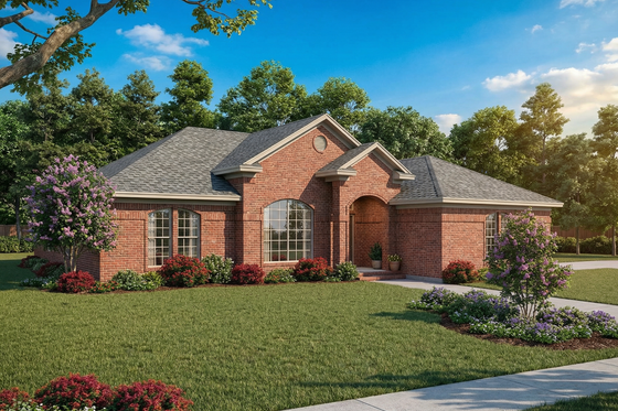 Exterior - Front Elevation for European House Plan #17-2140 - 3 bed, 2 bath