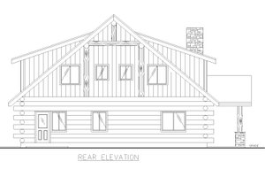 Exterior - Rear Elevation for Log House Plan #117-992 - 4 bed, 2.5 bath