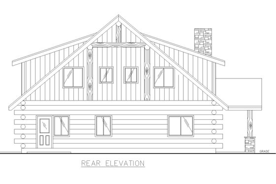 Exterior - Rear Elevation for Log House Plan #117-992 - 4 bed, 2.5 bath