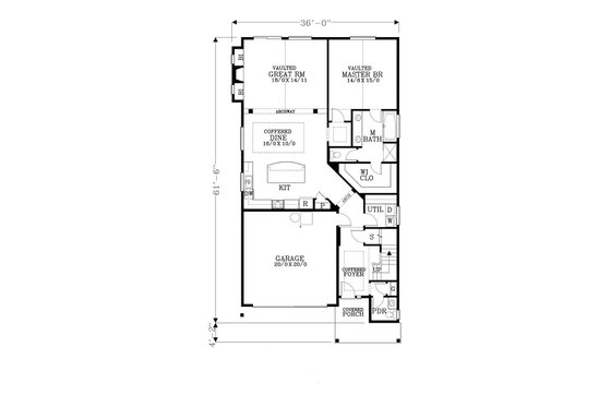 Floor Plan - Main Floor for Craftsman House Plan #53-538 - 4 bed, 2.5 bath