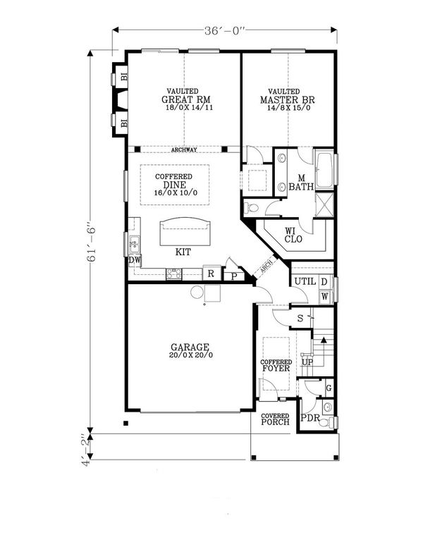 Home Plan - Craftsman Floor Plan - Main Floor Plan #53-538
