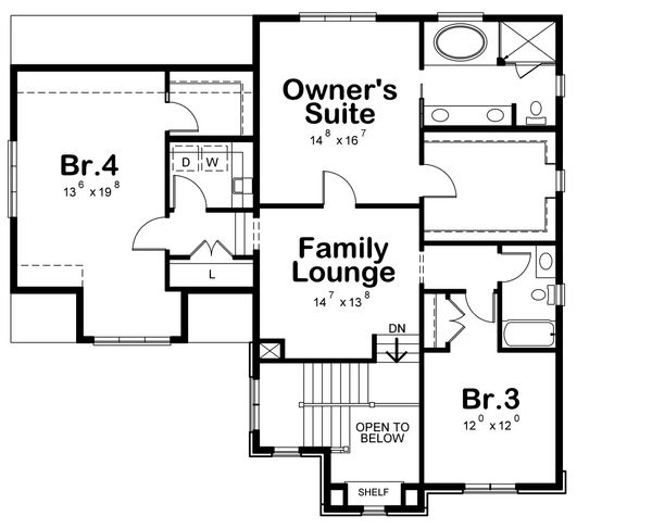 Architectural House Design - Traditional Floor Plan - Upper Floor Plan #20-2282