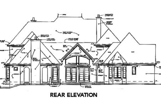 Exterior - Rear Elevation for European House Plan #141-338 - 4 bed, 5.5 bath