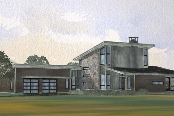 Exterior - Front Elevation 3 for Modern House Plan #901-161 - 5 bed, 3.5 bath