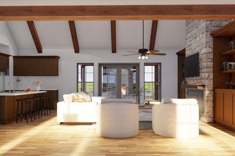 Architectural House Design - Interior - Family Room 1 for European House Plan #923-14 - 3 bed, 2.5 bath
