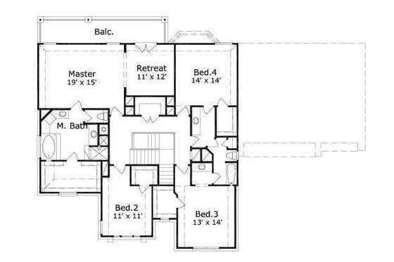 Floor Plan - Upper Floor for European House Plan #411-819 - 4 bed, 2.5 bath