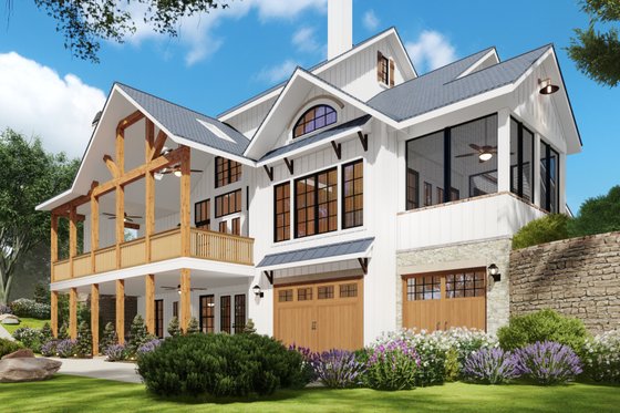 Exterior - Rear Elevation 2 for Farmhouse House Plan #54-570 - 4 bed, 4.5 bath