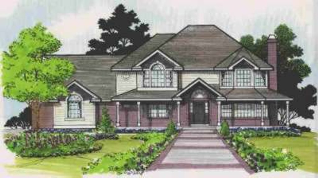 Exterior - Front Elevation 2 for Traditional House Plan #308-185 - 4 bed, 2.5 bath