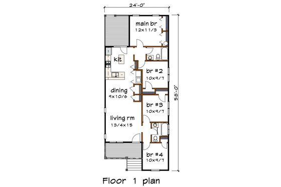 Floor Plan - Main Floor for Bungalow House Plan #79-144 - 4 bed, 2 bath