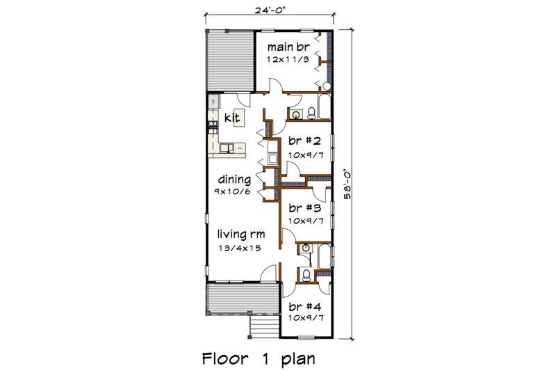 Architectural House Design - Floor Plan - Main Floor for Bungalow House Plan #79-144 - 4 bed, 2 bath