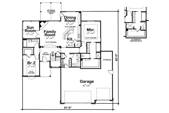 Floor Plan - Main Floor for Ranch House Plan #20-2086 - 2 bed, 2 bath