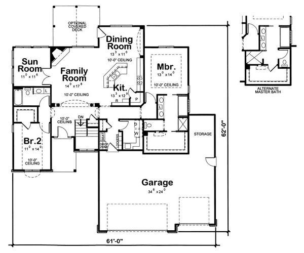 House Plan Design - Ranch Floor Plan - Main Floor Plan #20-2086