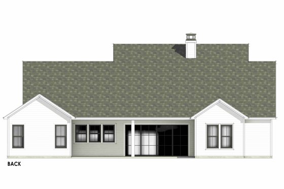 Exterior - Rear Elevation 1 for Farmhouse House Plan #1096-67 - 4 bed, 3 bath