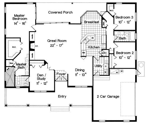 Ranch Floor Plan - Main Floor Plan #417-188