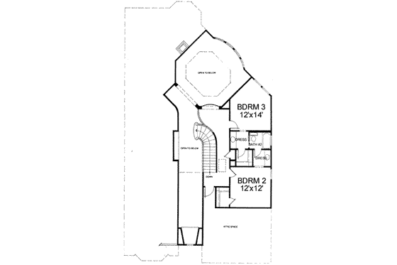 Floor Plan - Upper Floor for European House Plan #141-103 - 3 bed, 2 bath