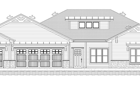 Exterior - Front Elevation 3 for Ranch House Plan #1077-9 - 3 bed, 2 bath