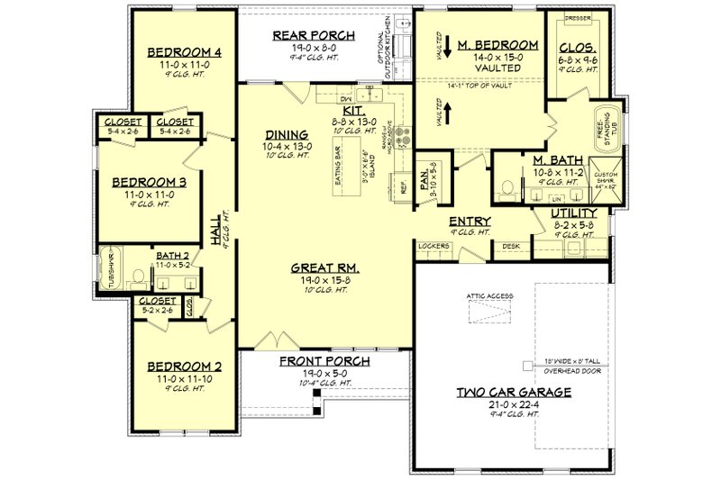 House Blueprint - Floor Plan - Main Floor for Farmhouse House Plan #430-338 - 4 bed, 2 bath