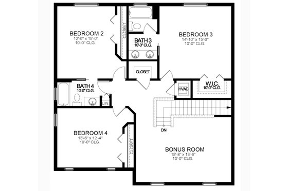 Floor Plan - Upper Floor for Traditional House Plan #1058-206 - 4 bed, 4.5 bath