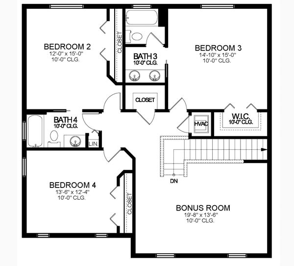 Traditional Floor Plan - Upper Floor Plan #1058-206