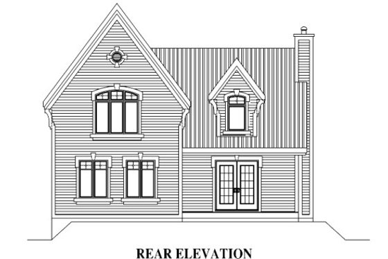 Exterior - Rear Elevation for Country House Plan #138-344 - 3 bed, 1.5 bath
