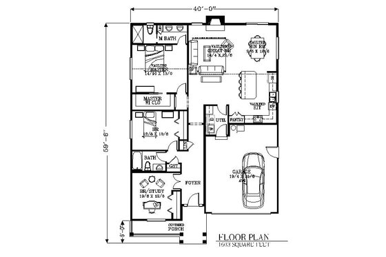 Floor Plan - Main Floor for Bungalow House Plan #53-444 - 3 bed, 2 bath