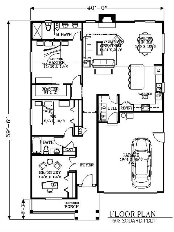 Bungalow Floor Plan - Main Floor Plan #53-444