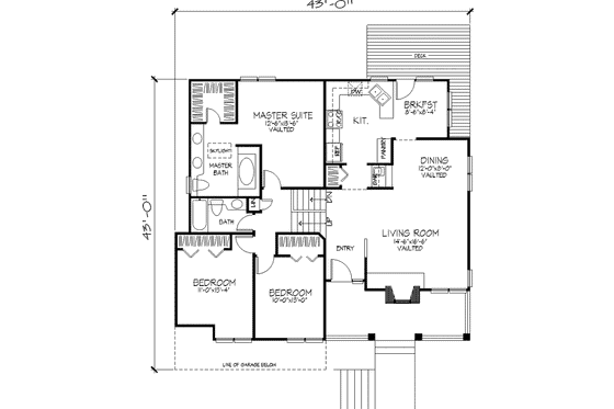 Floor Plan - Main Floor for Traditional House Plan #320-296 - 3 bed, 2.5 bath