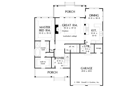 Floor Plan - Main Floor for Country House Plan #929-52 - 3 bed, 2.5 bath