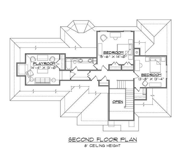 Home Plan - Traditional Floor Plan - Upper Floor Plan #1054-69