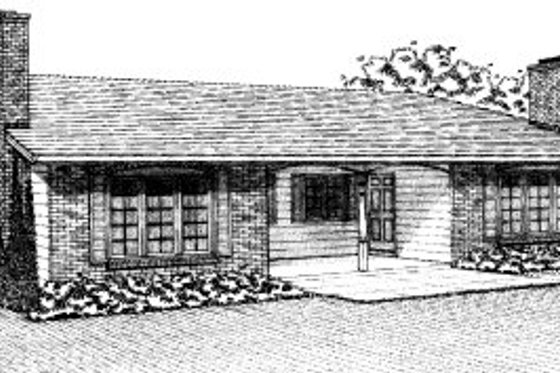 Exterior - Front Elevation for Ranch House Plan #303-302 - 3 bed, 2 bath