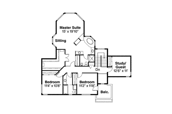Floor Plan - Upper Floor for Mediterranean House Plan #124-431 - 4 bed, 2.5 bath