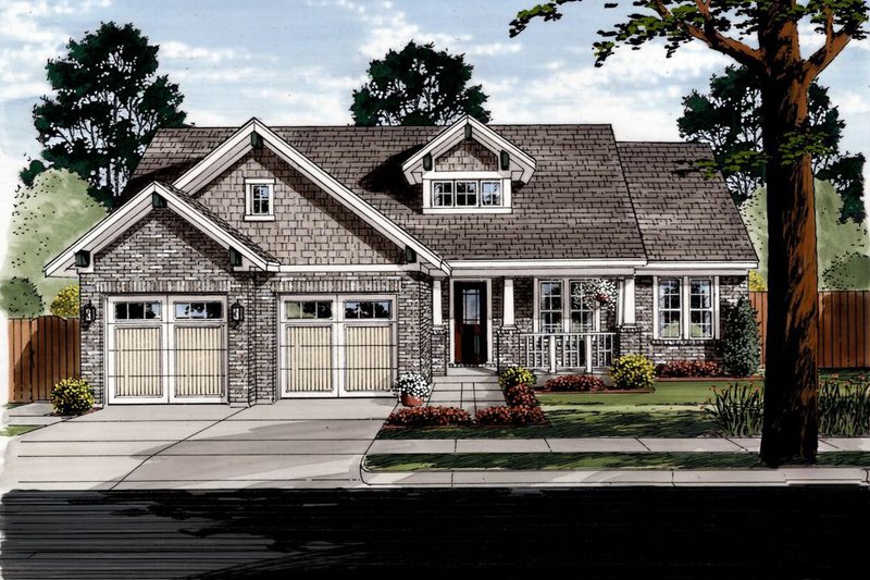 Architectural House Design - Craftsman Exterior - Front Elevation Plan #46-524