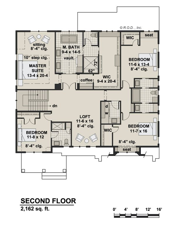 House Plan Design - Floor Plan - Upper Floor for Farmhouse House Plan #51-1566 - 4 bed, 3.5 bath
