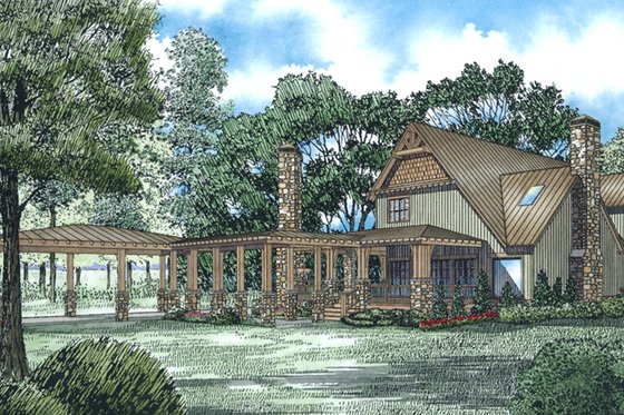 Exterior - Rear Elevation for Craftsman House Plan #17-2542 - 3 bed, 3.5 bath