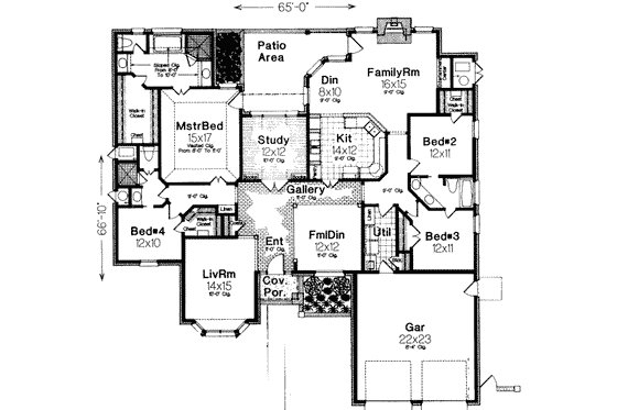 Floor Plan - Main Floor for Traditional House Plan #310-150 - 4 bed, 3 bath