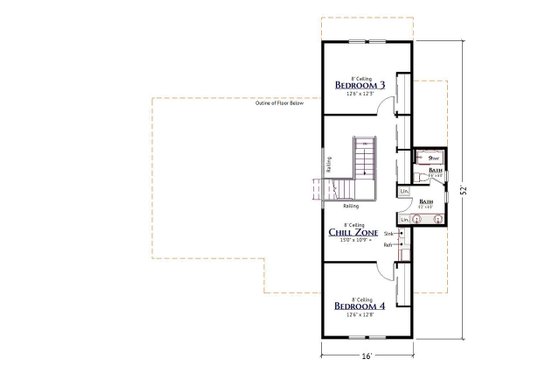 Floor Plan - Upper Floor for Farmhouse House Plan #1099-1 - 4 bed, 3.5 bath