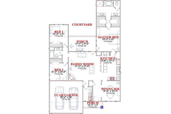 Floor Plan - Main Floor for Craftsman House Plan #63-182 - 3 bed, 2 bath