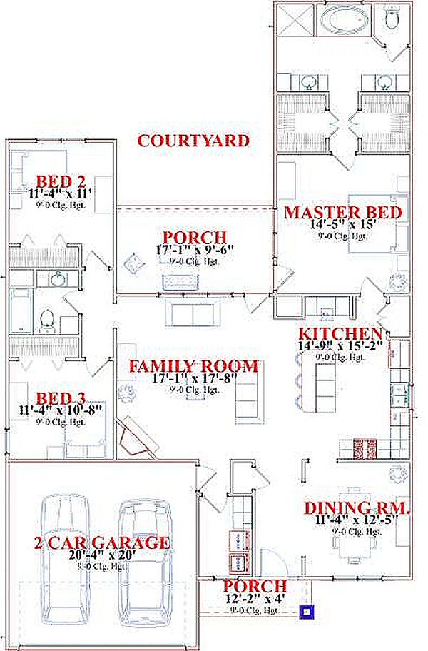 Craftsman Floor Plan - Main Floor Plan #63-182
