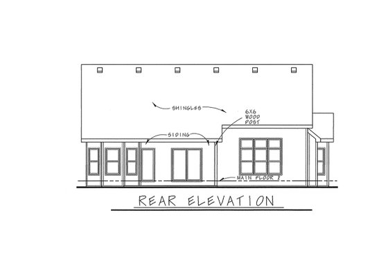 Exterior - Rear Elevation for Bungalow House Plan #20-1610 - 3 bed, 2 bath