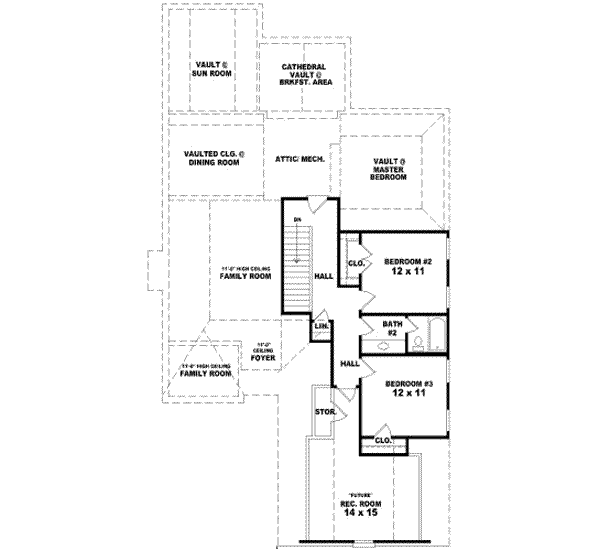 Traditional Floor Plan - Upper Floor Plan #81-928