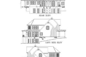 Exterior - Rear Elevation 1 for Southern House Plan #71-121 - 3 bed, 3.5 bath