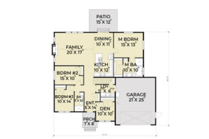 Floor Plan - Main Floor for Craftsman House Plan #1070-25 - 3 bed, 2 bath