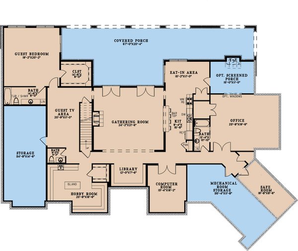 European Floor Plan - Lower Floor Plan #923-354