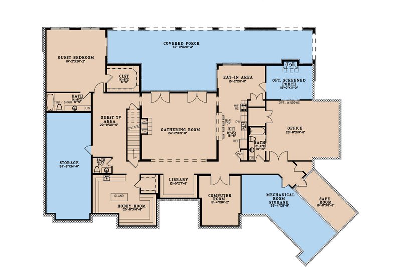 Architectural House Design - Floor Plan - Lower Floor for European House Plan #923-354 - 7 bed, 8.5 bath