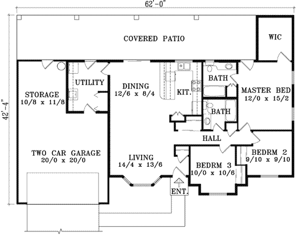 Ranch Floor Plan - Main Floor Plan #1-1205