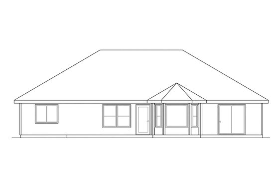 Exterior - Rear Elevation for Ranch House Plan #124-295 - 4 bed, 2.5 bath